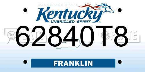 62840T8 Kentucky License Plate