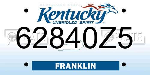 62840Z5 Kentucky License Plate