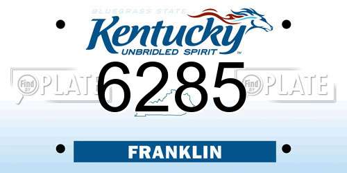6285 Kentucky License Plate