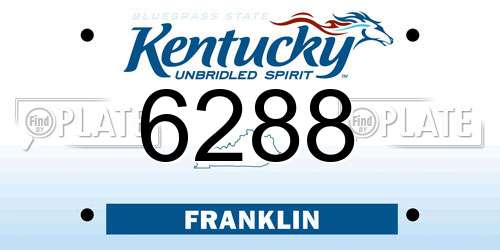 6288 Kentucky License Plate