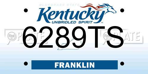 6289TS Kentucky License Plate