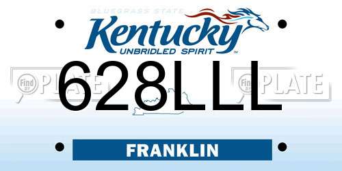628LLL Kentucky License Plate