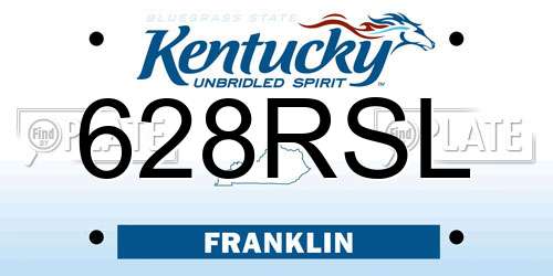 628RSL Kentucky License Plate