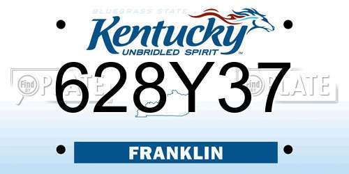 628Y37 Kentucky License Plate