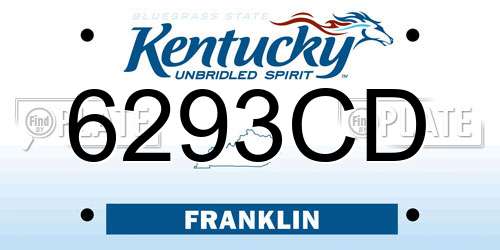 6293CD Kentucky License Plate