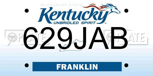 629JAB Kentucky License Plate