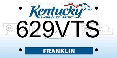 629VTS Kentucky License Plate