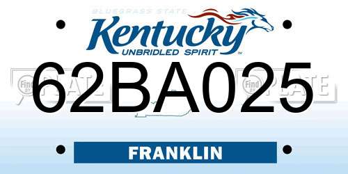 62BA025 Kentucky License Plate