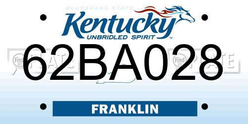 62BA028 Kentucky License Plate
