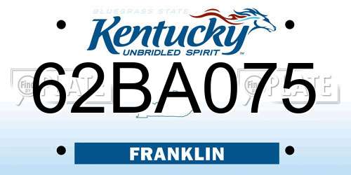 62BA075 Kentucky License Plate
