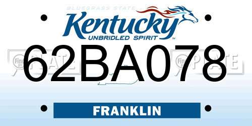 62BA078 Kentucky License Plate