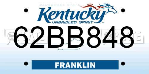 62BB848 Kentucky License Plate