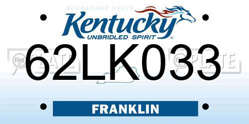 62LK033 Kentucky License Plate