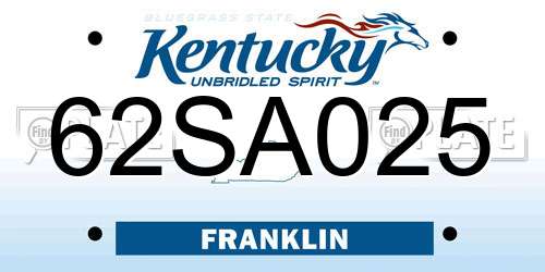 62SA025 Kentucky License Plate