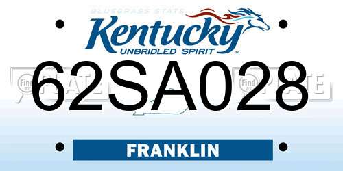 62SA028 Kentucky License Plate