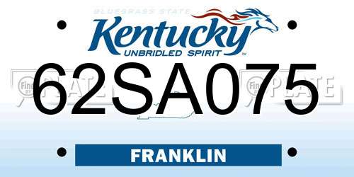 62SA075 Kentucky License Plate