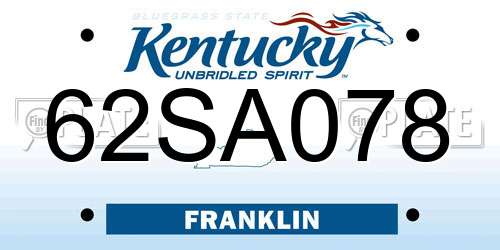 62SA078 Kentucky License Plate