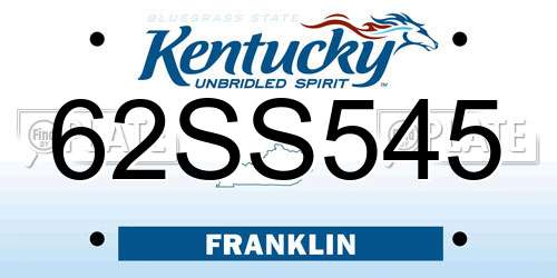 62SS545 Kentucky License Plate