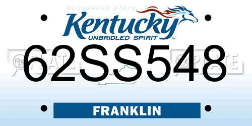 62SS548 Kentucky License Plate