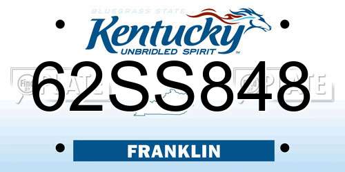 62SS848 Kentucky License Plate