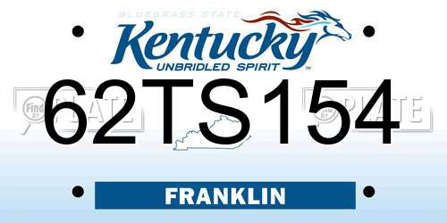 62TS154 Kentucky License Plate