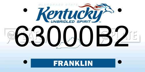 63000B2 Kentucky License Plate