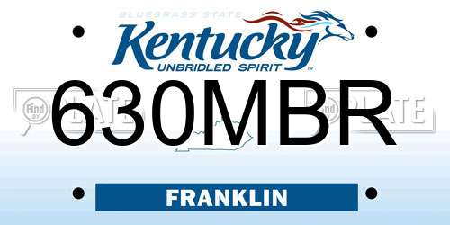 630MBR Kentucky License Plate