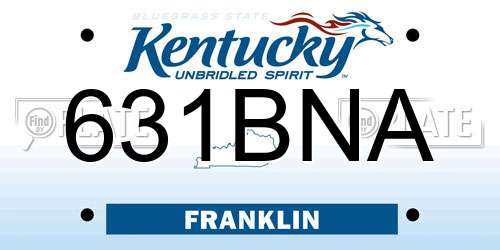 631BNA Kentucky License Plate