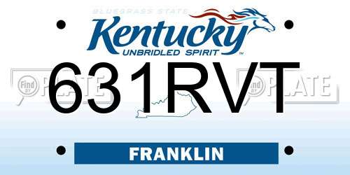 631RVT Kentucky License Plate