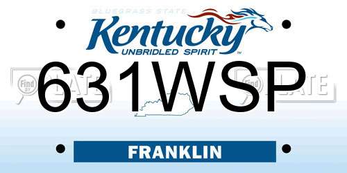 631WSP Kentucky License Plate