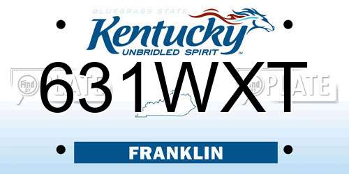 631WXT Kentucky License Plate
