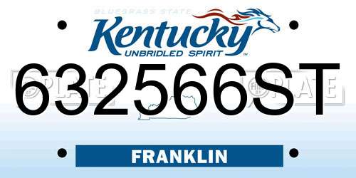 632566ST Kentucky License Plate