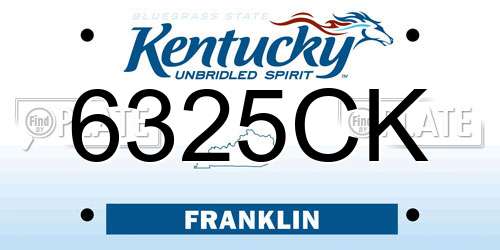 6325CK Kentucky License Plate