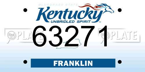 63271 Kentucky License Plate