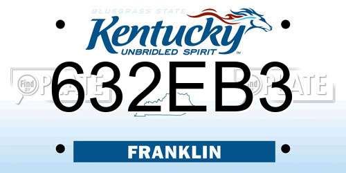 632EB3 Kentucky License Plate