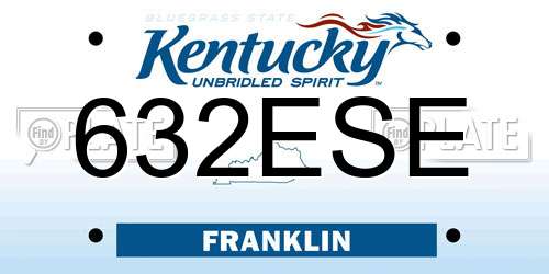 632ESE Kentucky License Plate