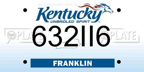 632II6 Kentucky License Plate