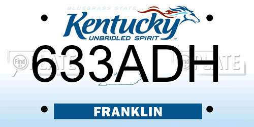 633ADH Kentucky License Plate