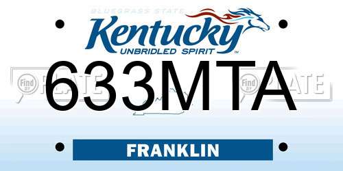 633MTA Kentucky License Plate