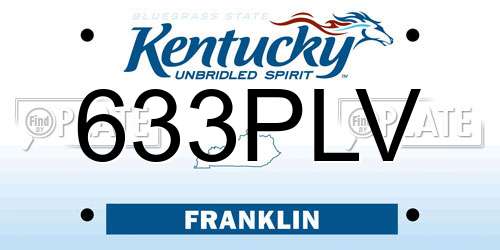 633PLV Kentucky License Plate