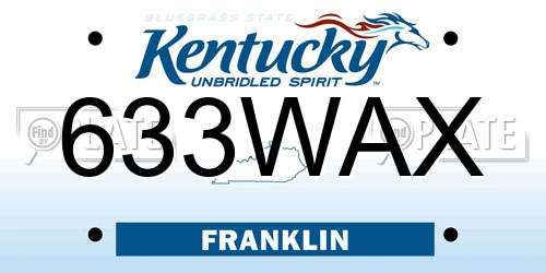 633WAX Kentucky License Plate