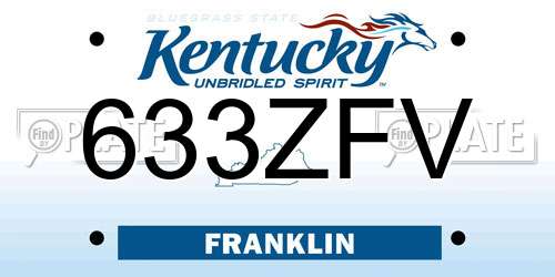 633ZFV Kentucky License Plate