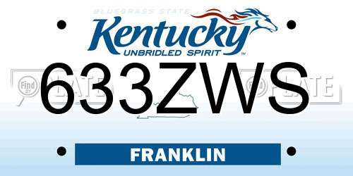 633ZWS Kentucky License Plate