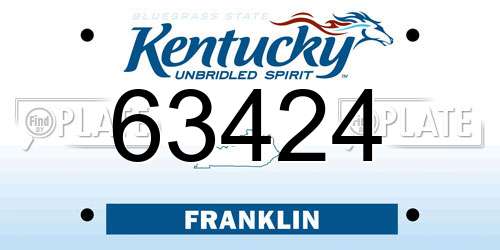 63424 Kentucky License Plate