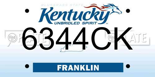 6344CK Kentucky License Plate