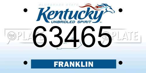 63465 Kentucky License Plate