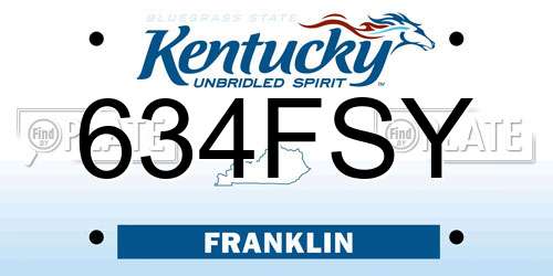 634FSY Kentucky License Plate