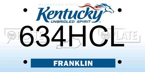 634HCL Kentucky License Plate
