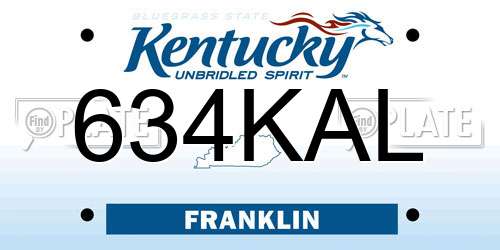 634KAL Kentucky License Plate