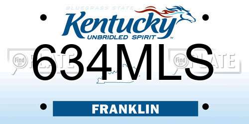 634MLS Kentucky License Plate